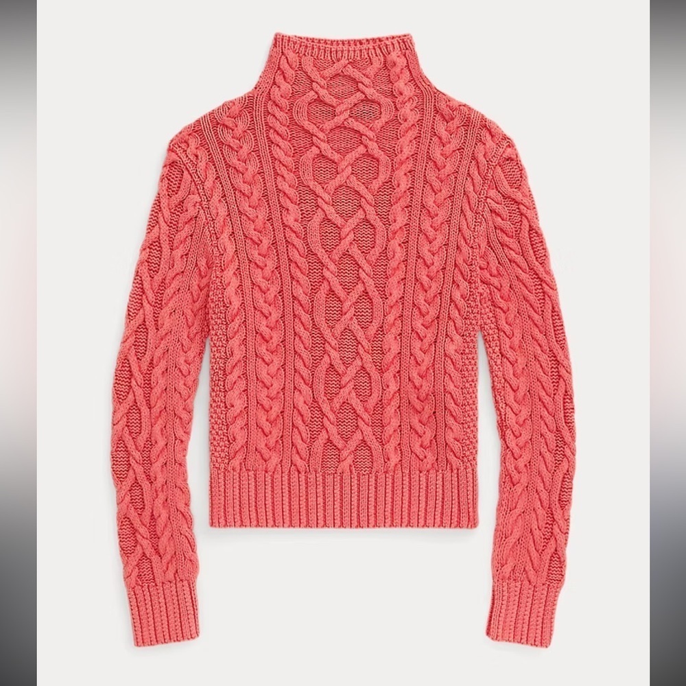 Polo Ralph Lauren Aran-Knit Cotton Roll Neck Jumper